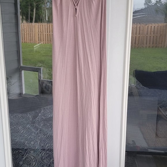 Beautiful Bershka Pink Maxi Tie Back Maxi Dress - Picture 5 of 7